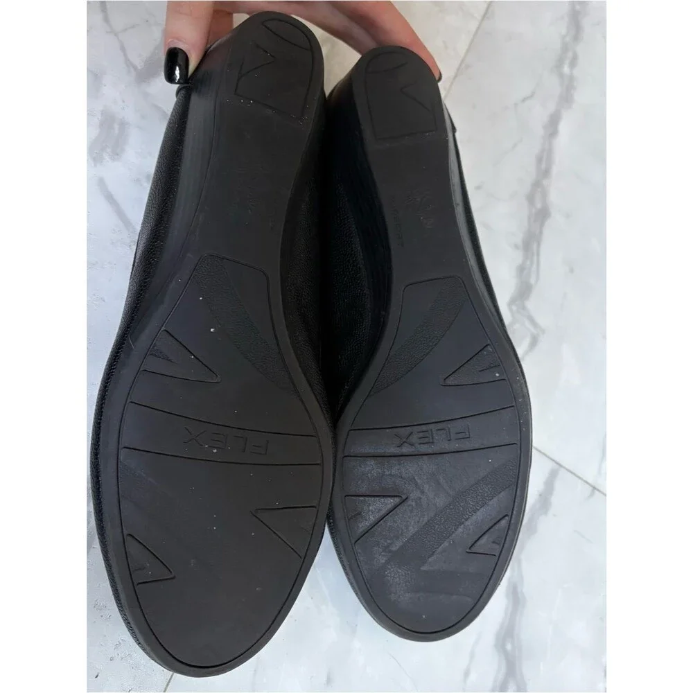 Life Stride Black Leather Loafers with Silver Accent Hardware Size 9.5